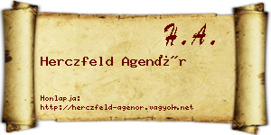 Herczfeld Agenór névjegykártya